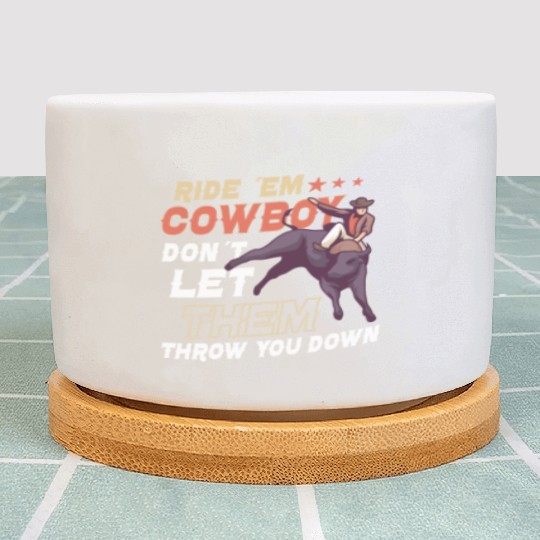 Rodeo Bull Riding Livestock Show Farmer Cattle Plant Pots
