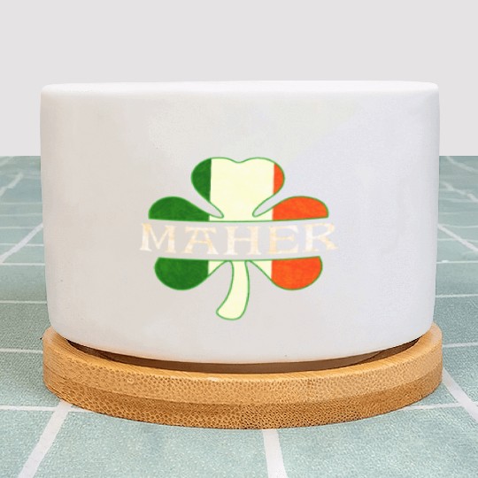 Maher Irish Surname Ireland Flag Shamrock Plant Pots