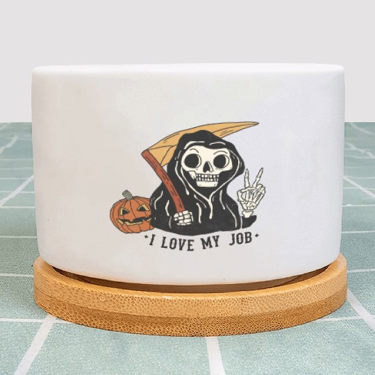 I Love my job grim reaper Plant Pots