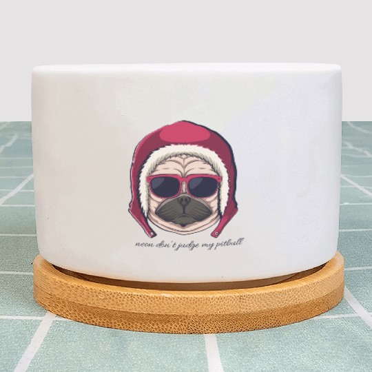 neon don’t judge my pitbull Plant Pots