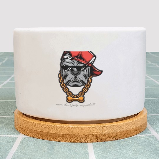 neon don’t judge my pitbull Plant Pots