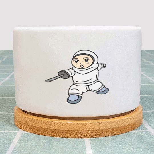 Cartoon kid fencing Plant Pots