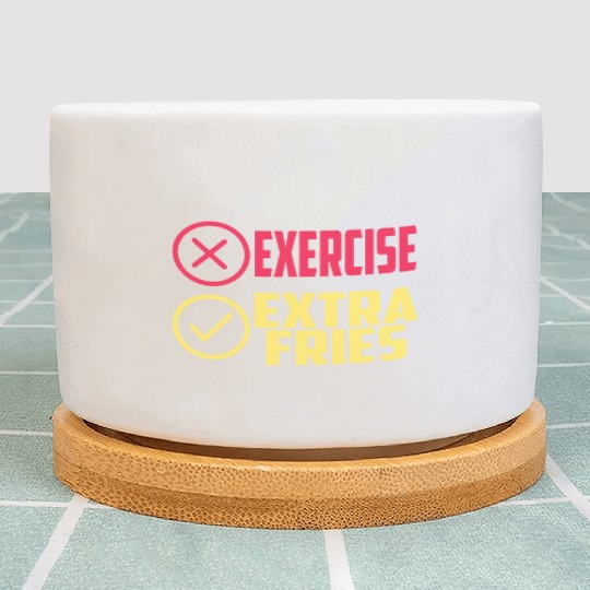 Exercise Extra Fries Gym Workout Chips Plant Pots