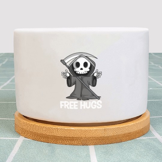 Free Hugs Grim Reaper Spooky Halloween Plant Pots