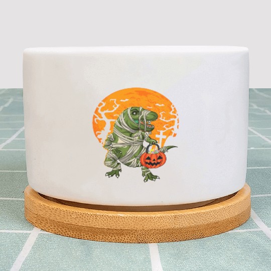 Mummy T-Rex Dinosaur Trick Or Treat Halloween Plant Pots