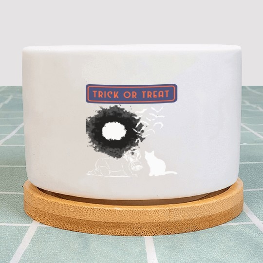 trick or cat or Treat Halloween Funny Novelty 80s Plant Pots