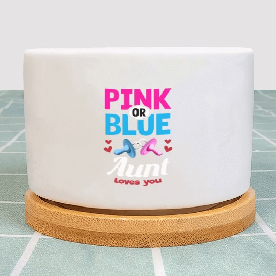 Pink or Blue Aunt Loves You Gender Reveal Party Plant Pots