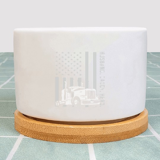 Patriotic Trucker Dad Truck Driver Plant Pots