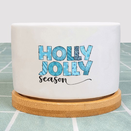 Holly Jolly season sublimation Plant Pots