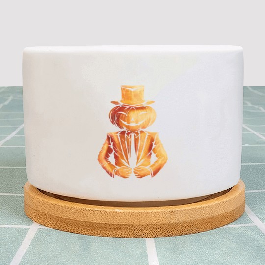 Realistic Jack O Lantern Pumpkin Man In Suit Plant Pots