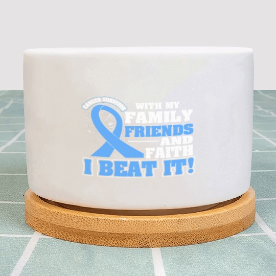 Family Faith I Beat It Prostate Cancer Awareness Plant Pots