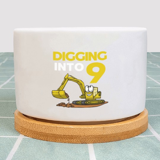 Excavator Driver Digging Into 9 Birthday Excavator Plant Pots