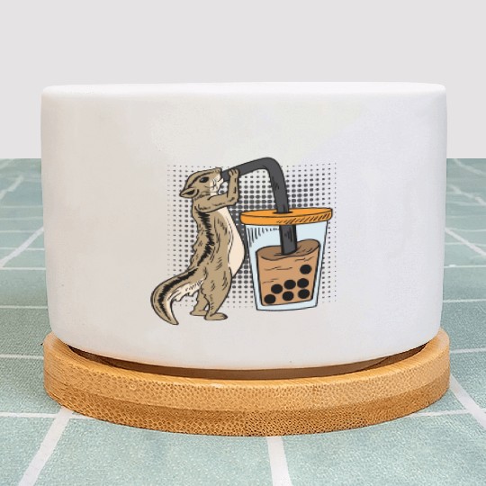 Squirrel Bubble Tea Drinker Gift Plant Pots
