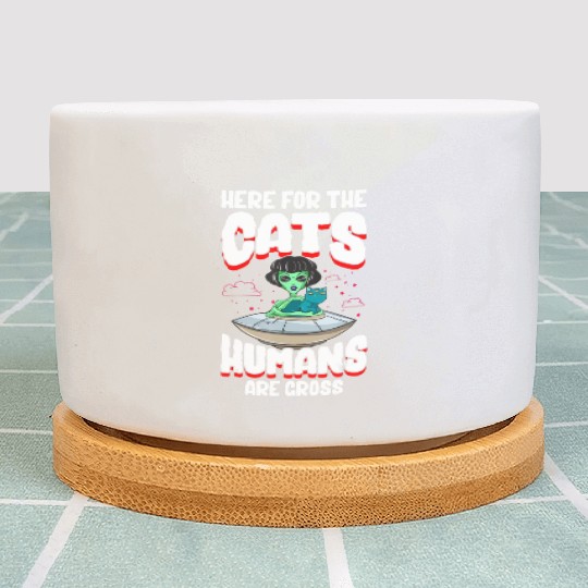 Alien Cat Abductor Halloween Humorous Trick Plant Pots