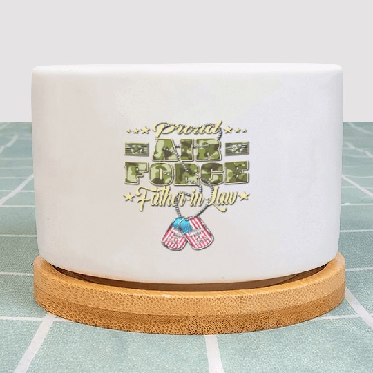 Proud Air Force Father In Law US Flag Dog Tags Plant Pots