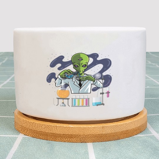Psychedelic Alien Lab Technician Gift Plant Pots