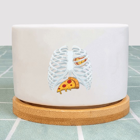 Funny PIzza Skeleton Rib Cage Halloween Costume Plant Pots