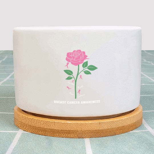 Fearless Faith Hope Beleive Breast Cancer Awarenes Plant Pots