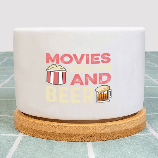 Movie Popcorn Beer Movie Critic Gift Plant Pots