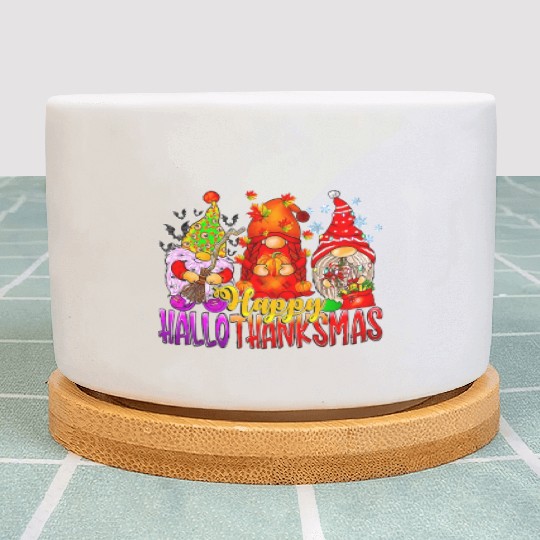 Happy Hallothanksmas Gnomes Lover Halloween Plant Pots