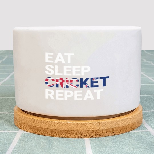 Eat Sleep Cricket Repeat NZ Flag Sports Gift Plant Pots