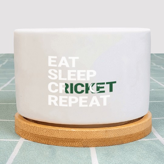 Eat Sleep Cricket Repeat PK Flag Sports Gift Plant Pots