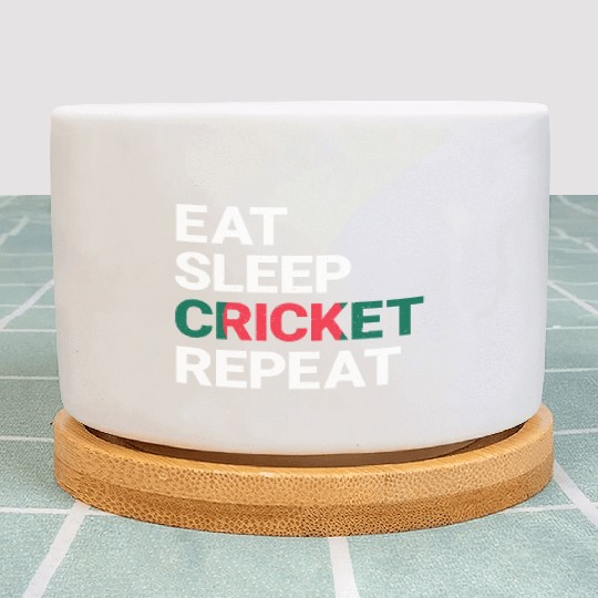 Eat Sleep Cricket Repeat BD Flag Sports Gift Plant Pots