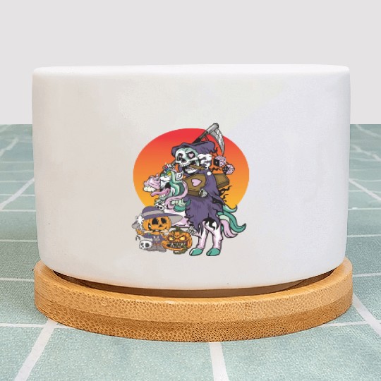 Unicorn Halloween Pumpkin Grim Reaper Plant Pots