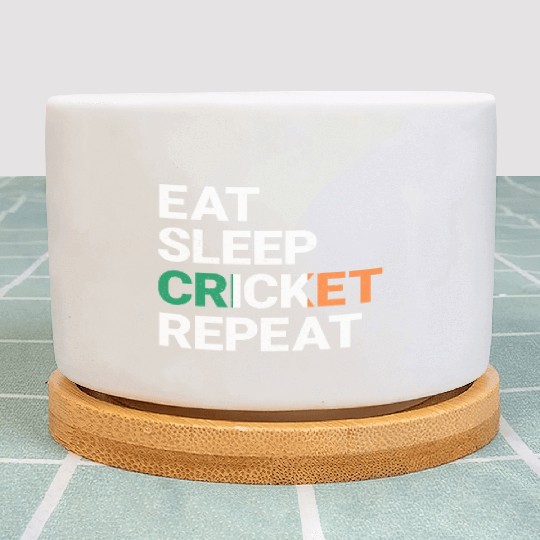 Eat Sleep Cricket Repeat Ireland Flag Sports Gift Plant Pots