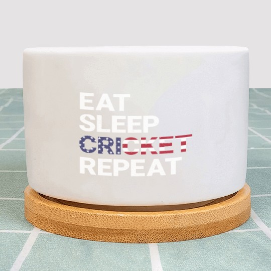Eat Sleep Cricket Repeat USA Flag Sports Gift Plant Pots