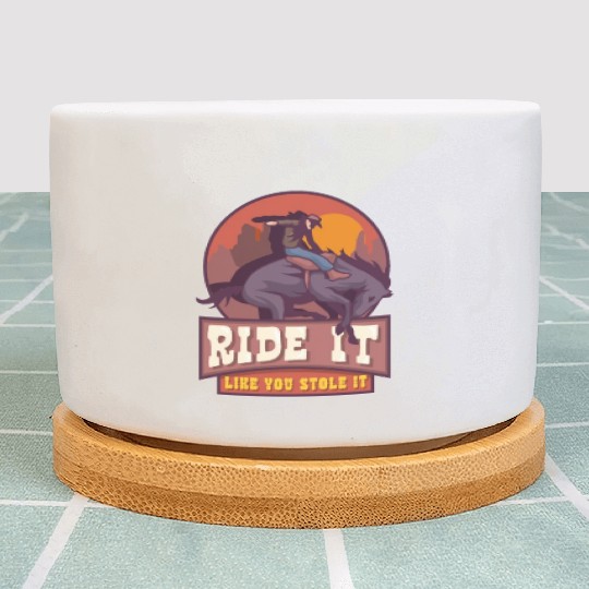 Rodeo Bull Riding Livestock Show Farmer Cattle Plant Pots