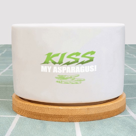 Kiss My Asparagus Lover Vegetarian Vegetable Vegan Plant Pots