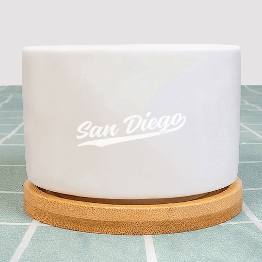 San Diego California Cool Ca Retro 1970S White Tex Plant Pots