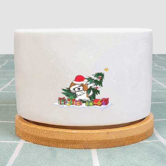Saint Bernard Christmas Dabbing Santa Xmas Pajama Plant Pots