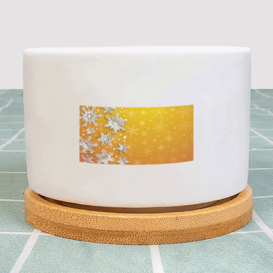 Elegant Christmas Snowflakes Pattern Orange Plant Pots