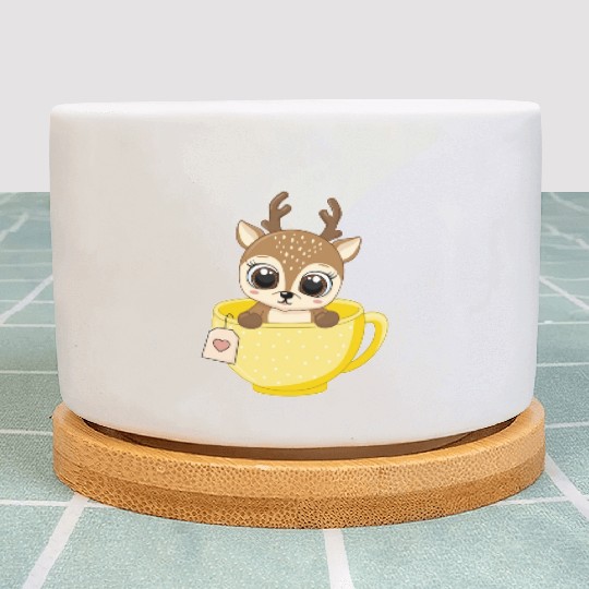 Girls Baby reindeer in cup Christmas kid gifts Plant Pots