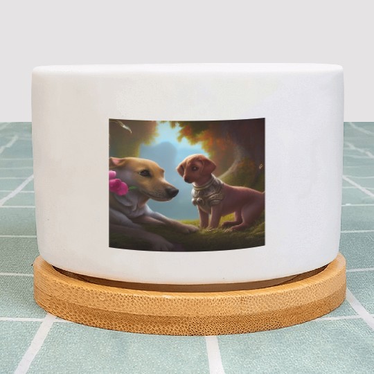 Puppy Love Cute Puppies with A Little Steampunk Plant Pots