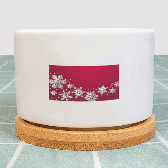 Christmas Snowflakes Red Winter Plant Pots