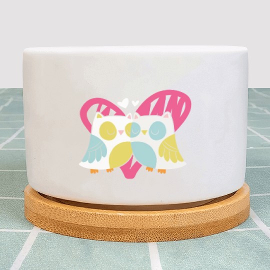Owl Valentines Day Hearts Day Cupid Bird Lover Plant Pots