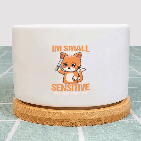 Funny Cat Im Small And Sensitive But Also Fight Me Plant Pots