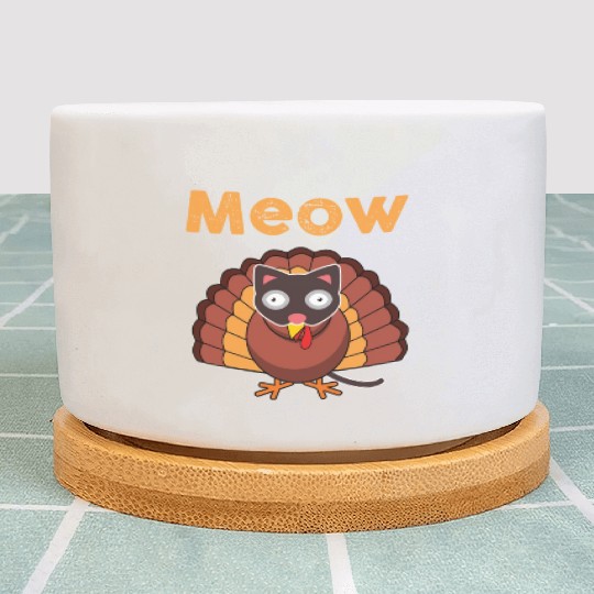 Meow Turkey Cat Mask Thanksgiving Family Dinner Plant Pots