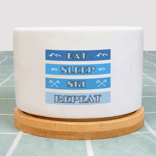 Eat Sleep Ski Repeat Modern Plant Pots