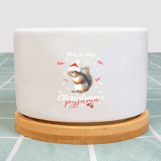 Winter Christmas Pyjama Squirrel Plant Pots
