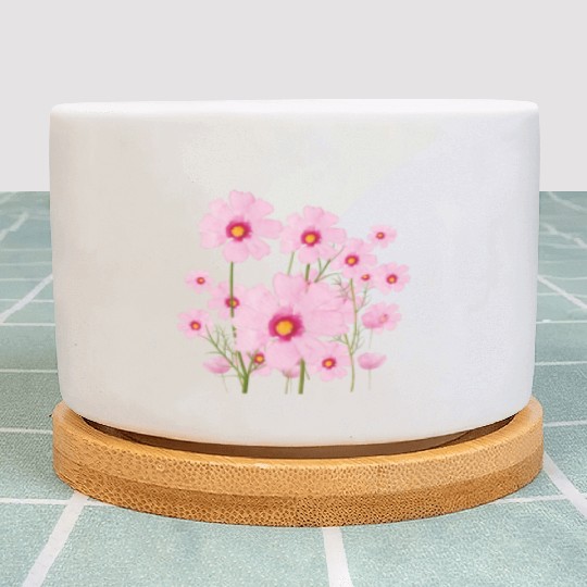 pink bouquet painted with watercolor Plant Pots