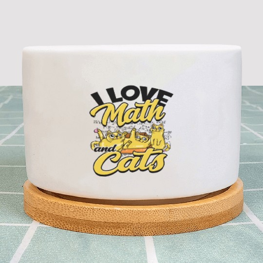 I love math and cats - cats Plant Pots