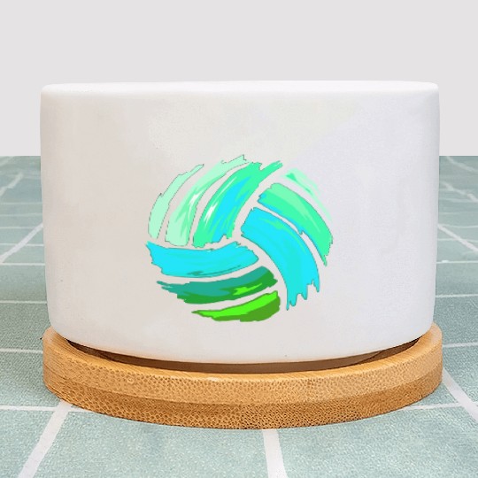 Volleyball Blue Green Ball Forns Plant Pots