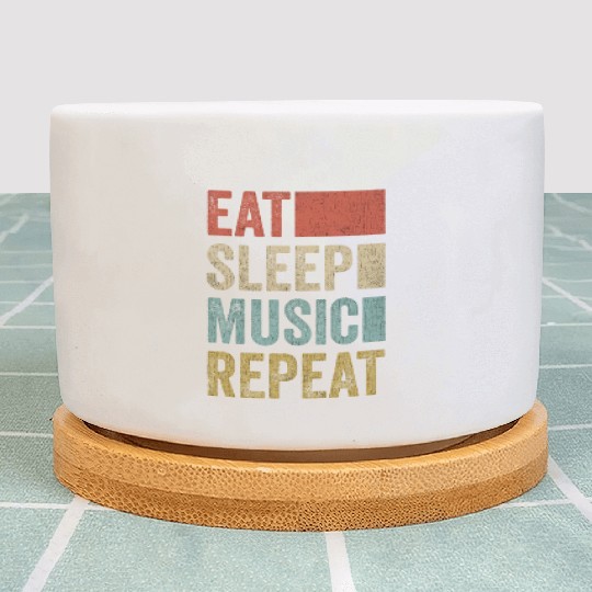 Retro 70s 80s Eat Sleep Music Repeat Vintage Music Plant Pots