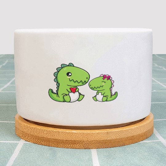 Big sister brother dino siblings boy girl heart Plant Pots