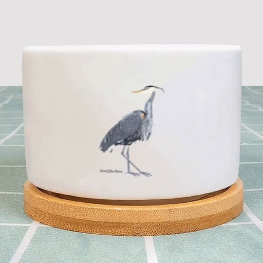Heron Art Birder Wildlife Bird Watching Plant Pots