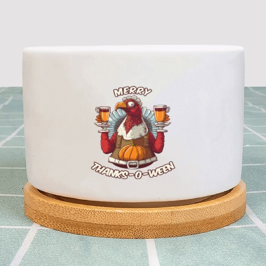 Funny Thanksgiving Halloween Christmas Turkey Plant Pots